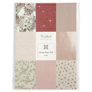 Papier na scrapbooking A4 Vivi Gade - ružové tóny / sada 24 listov (kreatívne papiere)