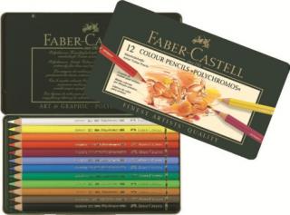 Pastelky Polychromos set 12 ks - plech (Faber Castel - Pastelky Polychromos)