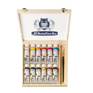 Sada olejových farieb v drevenom boxe Schmincke AKADEMIE 12 x 60 ml (set olejových farieb)