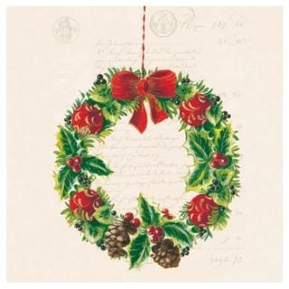 Servítky na dekupáž Christmas Wreath - 1 ks (servítky na dekupáž)