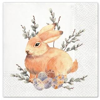 Servítky na dekupáž Watercolor Bunny - 1 ks (veľkonočné servítky na dekupáž)