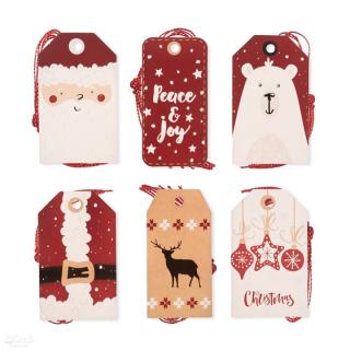 Vianočné visačky na dekorovanie 24 ks  | Santa (darčekové menovky)