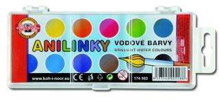 Vodové farby brilantné anilínové KOH-I-NOOR / 12 farieb (vodové farby ANILINKY)