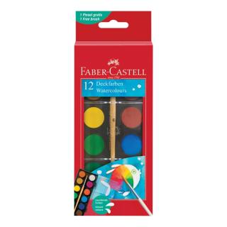 Vodové farby Faber-Castell 24 mm - 12 farieb (vodové farby pre deti)