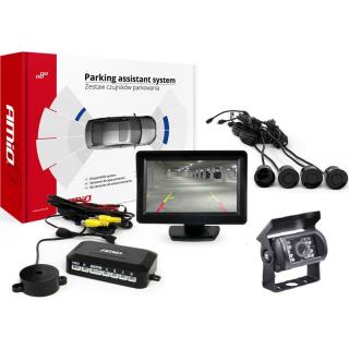 Parkovací asistent TFT01 4,3” s kamerou HD-501-IR 4-senzorové, čierne