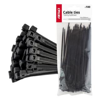 Sťahovacie pásky čierne 3,6x300mm - 100 ks