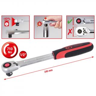 KS TOOLS Račňa 1/2" Slimpower 72 zubov