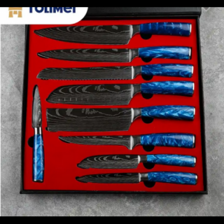 Set kuchynských nožov 9ks, modrá rúčka