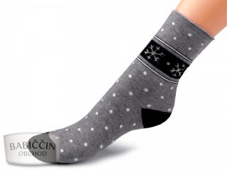 LOOKen Dámské bavlněné ponožky thermo se zdravotním lemem vločka 2 páry  - 35-38