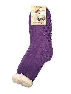 Virgina - Spací ponožky s kožíškem jednobarevné fialové 1 pár - 35-38