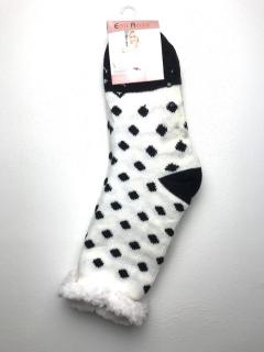 Virgina - Spací ponožky s puntíky a kožíškem 1 pár - 35-38