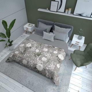 DETEXPOL Prehoz na posteľ Kvety grey  Polyester, 220/240 cm