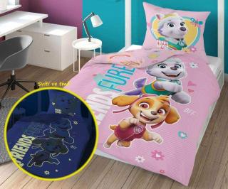 DETEXPOL Svietiace obliečky Paw Patrol puppy Bavlna, 140/200, 70/80 cm