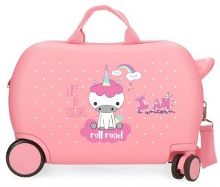 JOUMMABAGS Detský kufrík na kolieskach Roll Road I am Unicorn coral ABS plast, 45x31x20 cm 24,6 l