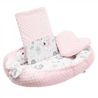 Luxusné hniezdočko s vankúšikom a perinkou New Baby z Minky rúžové Bavlna/Polyester 55x75 cm