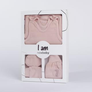 NEW BABY 7-dielna dojčenská súpravička do pôrodnice I AM ružová 100% bavlna 56 (0-3m)