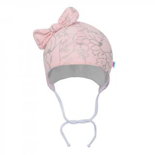 NEW BABY Dojčenská bavlnená čiapka s mašličkou NUNU ružová Bavlna/Elastan 74 (6-9m)