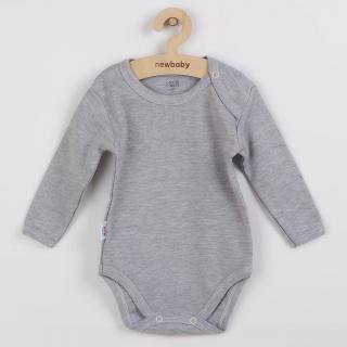 NEW BABY Dojčenské bavlnené body s dlhým rukávom Pastel sivý melír 56 100% bavlna 56 (0-3m)