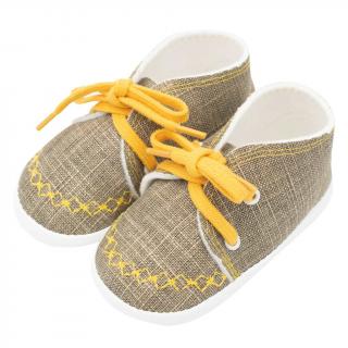 NEW BABY Kojenecké capáčky tenisky jeans mustard Bavlna/Polyester 0-3 m