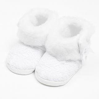 NEW BABY Kojenecké zimní krajkové kozačky biele 100% Polyester 0-3 m