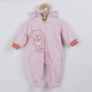 NEW BABY Kojenecký semiškový overal s kapucí New Baby Sweetheart růžový Bavlna/Polyester 56 (0-3m)