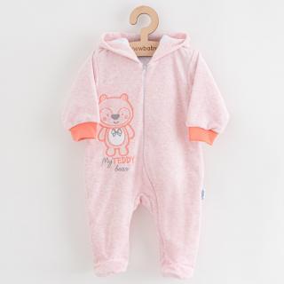 NEW BABY Kojenecký semiškový overal s kapucí New Baby Sweetheart růžový Bavlna/Polyester 68 (4-6m)