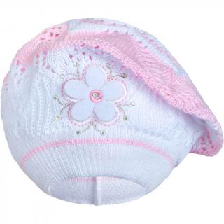 NEW BABY Pletená čiapočka-baret svetlo ružová 100% bavlna 104 (3-4r)