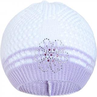 NEW BABY Pletená čiapočka kytička fialová 100% bavlna 104 (3-4r)