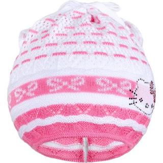 NEW BABY Pletená čiapočka-šatka New Baby mačička ružová 100% bavlna 104 (3-4r)