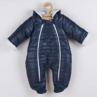 NEW BABY Zimní kojenecká kombinéza s kapucí a oušky Pumi blue Polyester/Antialergické vlákno 62 (3-6m)
