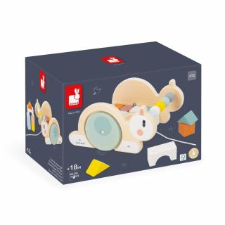 Janod Drevený ťahací vozík s kockami Slimák Sweet Cocoon  - Janod