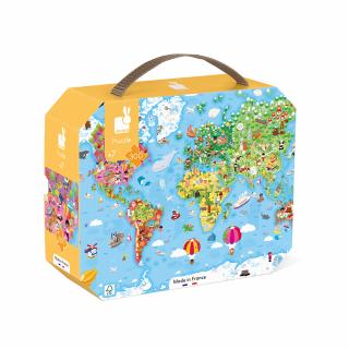 Janod Puzzle Mapa sveta v kufríku 300 ks - Janod