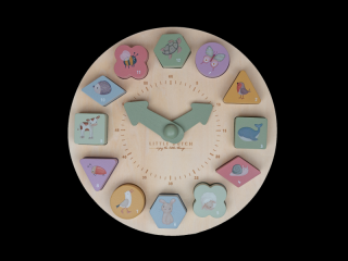 Little Dutch Hodiny s puzzle kockami drevené Farma - Little Dutch