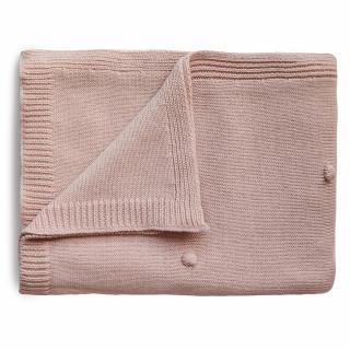 MUSHIE Pletená detská deka z organickej bavlny Blush- Mushie