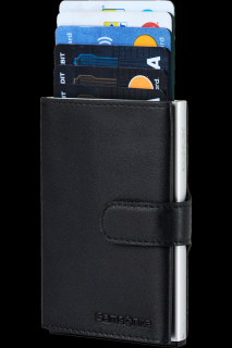 Alumíniový obal na karty s koženým púzdrom  a priehradkami na doklady SAMSONITE CARD HOLDER ALU FIT SLIDE-UP WALLET BLACK 133890