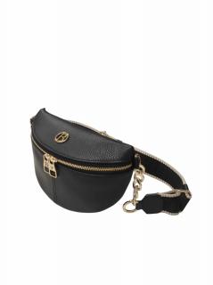 Crossbody kožená ľadvinka Bagger - čierno zlatá 0134