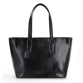 Dámska kožená shopper kabelka Noelia Bolger s lesklým povrchom 0047 - Čierna 1 0047