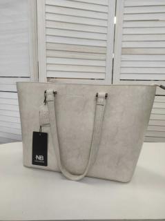 Dámska kožená shopper kabelka Noelia Bolger s lesklým povrchom 0047 - Off White - bežová 0047
