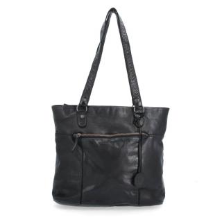 Dámska kožená shopper kabelka Noelia Bolger vo vintage štýle - čierna 2104