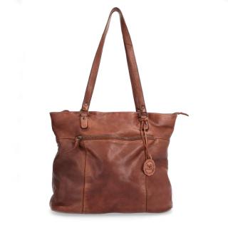 Dámska kožená shopper kabelka Noelia Bolger vo vintage štýle - koňaková 2104