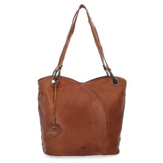 Dámska kožená shopper kabelka Noelia Bolger vo vintage štýle, na rameno - koňaková 2011