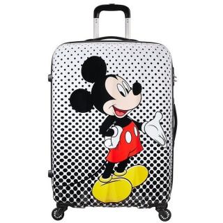 Detský  stredný kufor American Tourister DISNEY LEGENDS SPINNER 65/24 ALFATWIST MICKEY MOUSE POLKA DOT, 62,5 l 64479-7483 - polka dot Mickey Mouse 64479-7483