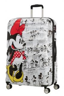 Detský veľký kufor  AMERICAN TOURISTER WAVEBREAKER DISNEY SPIN.77/28 DISNEY MINNIE COMICS WHITE,  96 l 85673-7484