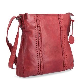 Kožená crossbody kabelka Noelia Bolger s dvomi perforovanými pruhmi- červená 2028