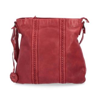 Kožená crossbody kabelka Noelia Bolger zdobená dvomi prepletanými pruhmy- červená 2099