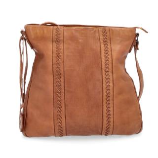 Kožená crossbody kabelka Noelia Bolger zdobená dvomi prepletanými pruhmy- žltá 2099