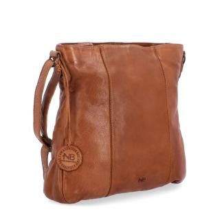 Kožená  dámska crossbody kabelka Noelia Bolger vo vintage štýle, stredne veľká- koňaková NB 2002