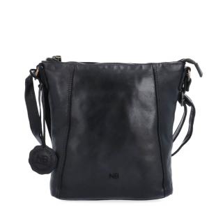 Kožená kabelka Noelia Bolger crossbody s prešívaním - malá, čierna 2086