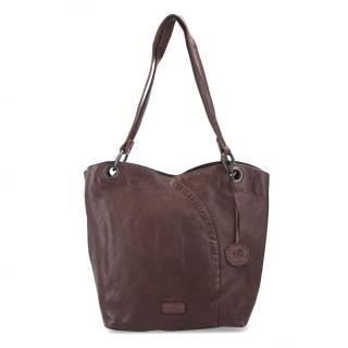 Kožená shopper kabelka Noelia Bolger vo vintage štýle, na rameno - hnedá 2011