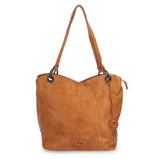 Kožená shopper kabelka Noelia Bolger vo vintage štýle, na rameno -  žltá 2011